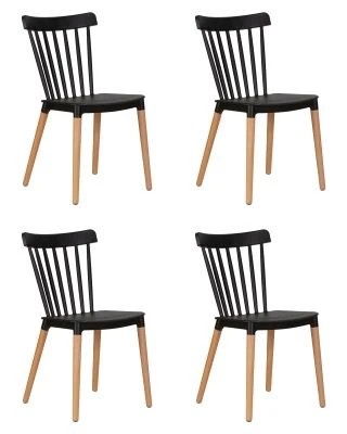 Набор 4 шт Стул обеденный DOBRIN THEO, ножки светлый бук, цвет черный (B-03)