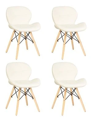 Набор 4 шт Стул обеденный DOBRIN BUTTERFLY, ножки светлый бук, цвет сиденья кремовый