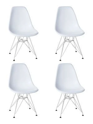 Набор 4 шт Стул обеденный DOBRIN DSR, ножки хром, цвет белый (W-02)