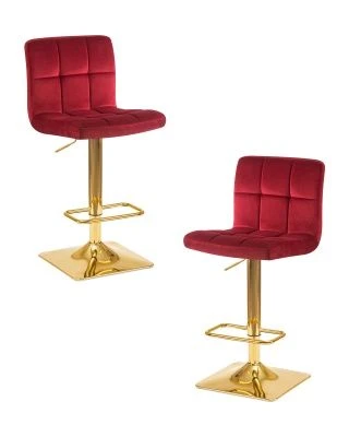 Набор 2 шт Стул барный DOBRIN GOLDIE, бордовый велюр (MJ9-43)