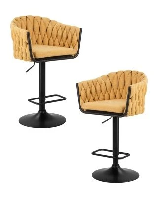 Набор 2 шт Стул барный DOBRIN LEON, жёлтая ткань (LAR 275-8)