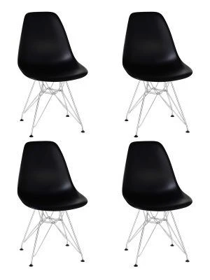 Набор 4 шт Стул обеденный DOBRIN DSR, ножки хром, цвет чёрный (B-03)