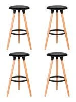Набор 4 шт Табурет барный DOBRIN ROYCE, ножки светлый бук, цвет чёрный (B-03)