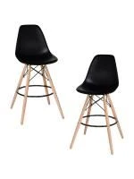 Набор 2 шт Стул барный DOBRIN DSW BAR, ножки светлый бук, цвет сиденья чёрный (B-03)