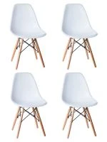 Набор 4 шт Стул обеденный DOBRIN DSW, ножки светлый бук, цвет белый (W-02)