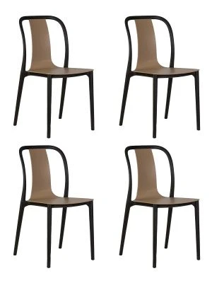 Набор 4 шт Стул обеденный DOBRIN ADAM, черный/бежевый