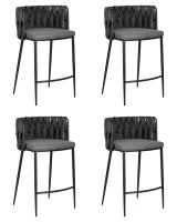 Набор 4 шт Стул полубарный DOBRIN AMELIA COUNTER, серая ткань (F-48), темно-серый винтажный PU (MF-12)