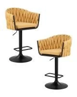 Набор 2 шт Стул барный DOBRIN LEON, жёлтая ткань (LAR 275-8)