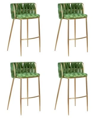 Набор 4 шт Стул барный DOBRIN EMMA GOLD, зеленый велюр (VF-08)