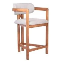 Стул полубарный Rich рогожка бежево-голубая с ножками цвета орех