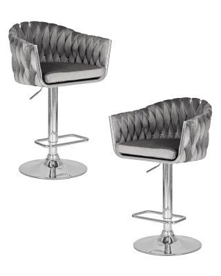 Набор 2 шт Стул барный DOBRIN MARCEL, серый велюр (MJ9-75)
