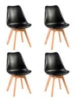 Набор 4 шт Стул обеденный DOBRIN JERRY SOFT, ножки светлый бук, цвет сиденья чёрный (B-03)