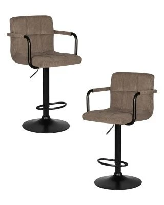 Набор 2 шт Стул барный DOBRIN KRUGER ARM BLACK, какао вельвет (LAR-E2041-05)