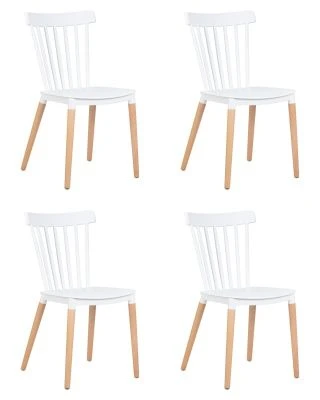 Набор 4 шт Стул обеденный DOBRIN THEO, ножки светлый бук, цвет белый (W-02)
