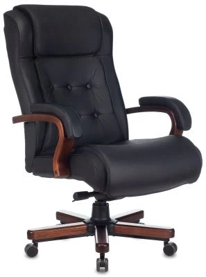 Кресло руководителя Бюрократ T-9926WALNUT черный кожа крестовина металл/дерево