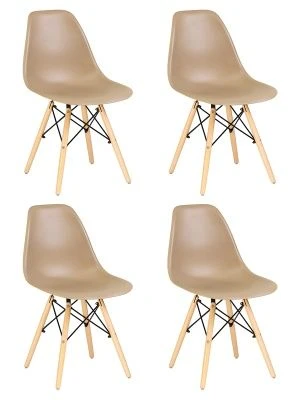 Набор 4 шт Стул обеденный DOBRIN DSW, ножки светлый бук, цвет бежевый (GR-03)