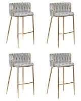 Набор 4 шт Стул барный DOBRIN EMMA GOLD, светло-серый велюр (135-37)