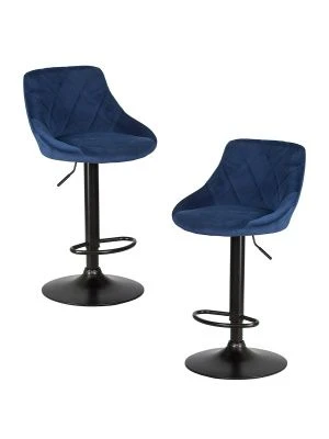 Набор 2 шт Стул барный DOBRIN LOGAN BLACK, синий велюр (MJ9-117)