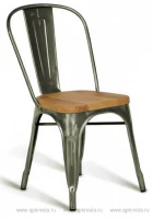 Стул Tolix (Толикс) с деревянным сидением, Сталь матовый