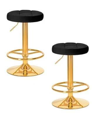 Набор 2 шт Табурет барный DOBRIN BRUNO GOLD, черный велюр (MJ9-101)
