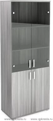 Стеллаж НТ-580 с дверьми ЛДСП НТ-600.2 и стеклянными НТ-601.2стл