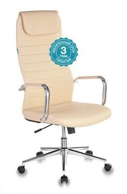 Кресло руководителя Бюрократ KB-9N/ECO бежевый эко.кожа с подголов. крестовина металл хром