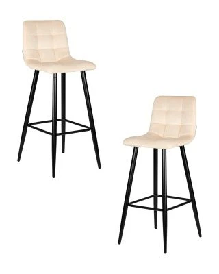 Набор 2 шт Стул барный DOBRIN NICOLE, черные матовые ножки, кремовый велюр (108-113)