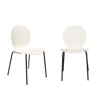Комплект из 2-х стульев Wave белый с черными ножками