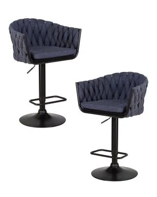 Набор 2 шт Стул барный DOBRIN LEON, синяя ткань (LAR-275-29)