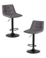 Набор 2 шт Стул барный DOBRIN TAILOR BLACK, серая ткань (188-55)