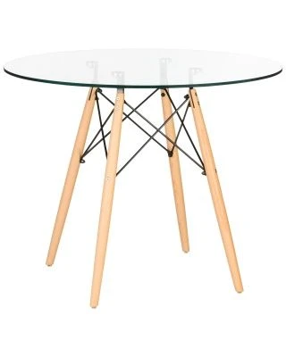 Стол обеденный DOBRIN CHELSEA`90 GLASS, ножки светлый бук, столешница стекло