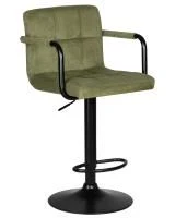 Стул барный DOBRIN KRUGER ARM BLACK, зеленый вельвет (LAR-E2041-7)