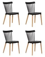 Набор 4 шт Стул обеденный DOBRIN THEO, ножки светлый бук, цвет черный (B-03)