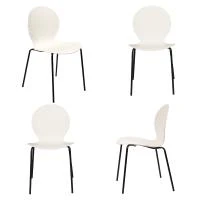Комплект из 4-х стульев Wave белый с черными ножками