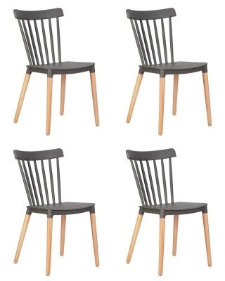Набор 4 шт Стул обеденный DOBRIN THEO, ножки светлый бук, цвет темно-серый (GR-04)