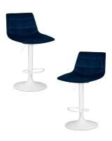 Набор 2 шт Стул барный DOBRIN TAILOR WHITE, синий велюр (MJ9-117)