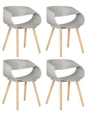 Набор 4 шт Стул обеденный DOBRIN ALIEN, ножки светлый бук, цвет светло-серый (GR-01)