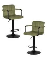 Набор 2 шт Стул барный DOBRIN KRUGER ARM BLACK, зеленый вельвет (LAR-E2041-7)