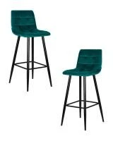 Набор 2 шт Стул барный DOBRIN NICOLE, черные матовые ножки, морской волны велюр (108-119)