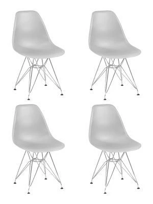 Набор 4 шт Стул обеденный DOBRIN DSR, ножки хром, цвет светло-серый (GR-01)