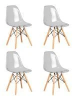 Набор 4 шт Стул обеденный DOBRIN DSW CASPER, ножки светлый бук, цвет прозрачный