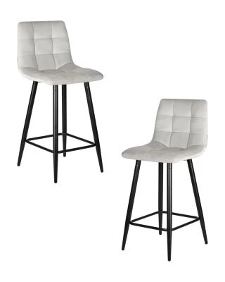 Набор 2 шт Стул полубарный DOBRIN OLIVIA, черные матовые ножки, светло-серый велюр (108-52)