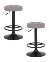 Набор 2 шт Табурет барный DOBRIN BRUNO BLACK, серый велюр (MJ9-75)