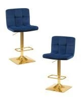 Набор 2 шт Стул барный DOBRIN GOLDIE, синий велюр (MJ9-117)
