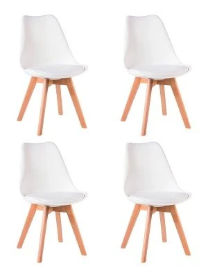 Набор 4 шт Стул обеденный DOBRIN JERRY SOFT, ножки светлый бук, цвет сиденья белый (W-02)