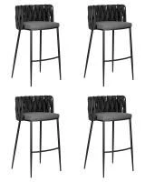 Набор 4 шт Стул барный DOBRIN AMELIA, серая ткань (F-48), темно-серый винтажный PU (MF-12)