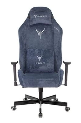 Кресло игровое Knight N1 Fabric синий Light-27 с подголов. крестов. металл
