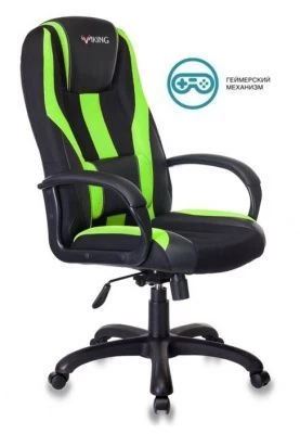 Кресло игровое Zombie VIKING-9 черный/салатовый искусст.кожа/ткань крестовина пластик