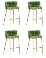 Набор 4 шт Стул барный DOBRIN EMMA GOLD, зеленый велюр (VF-08)