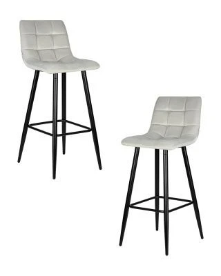 Набор 2 шт Стул барный DOBRIN NICOLE, черные матовые ножки, светло-серый велюр (108-52)